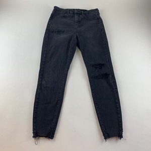 American Eagle Black Distressed Denim Curvy Hi Rise Jegging Skinny Jeans 8R